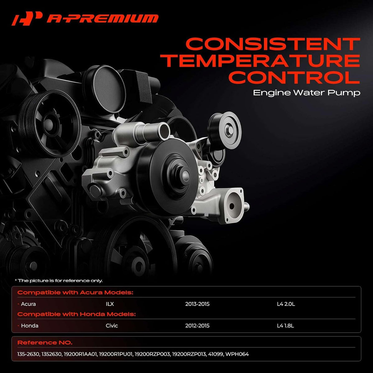A-Premium Water Pump Compatible with Honda Civic 2012-2015 Acura ILX, 1.8L 2.0L, with Gasket