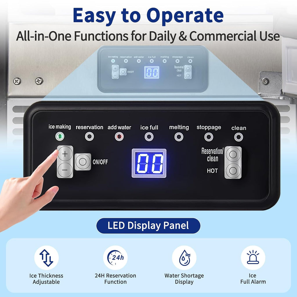 100LBS/24H Undercounter Ice Maker Machine with 30LBS Storage Bin