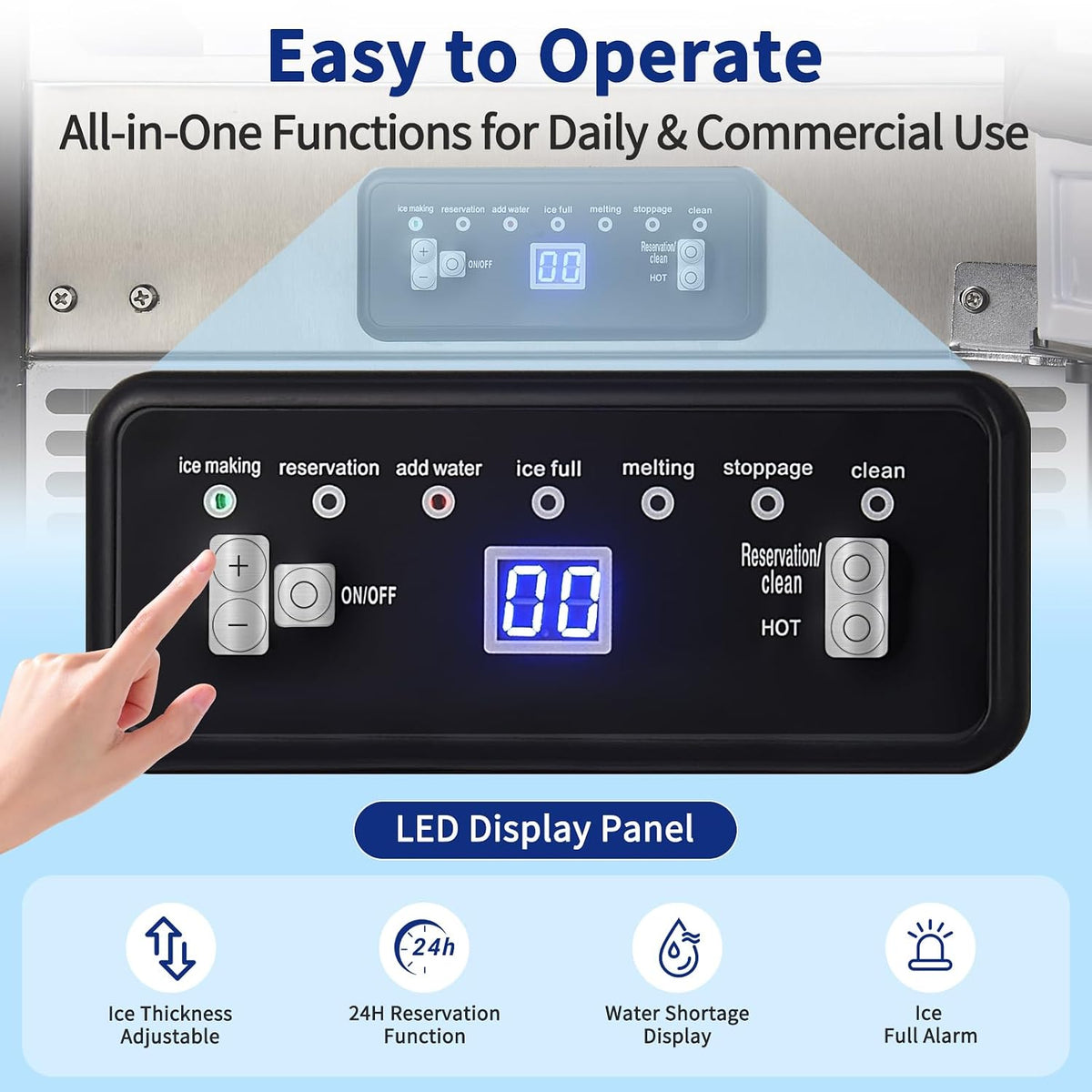 100LBS/24H Undercounter Ice Maker Machine with 30LBS Storage Bin