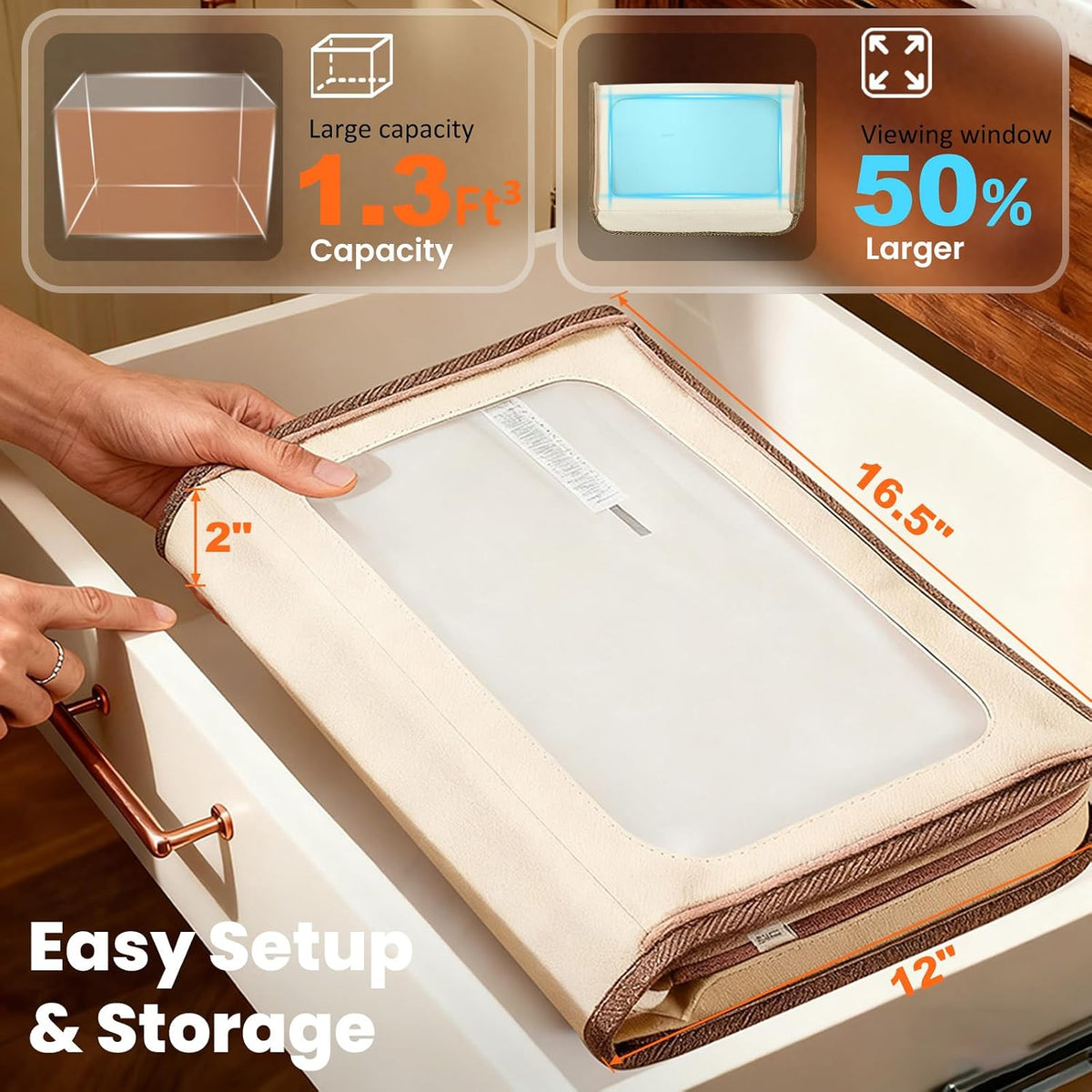 Extra Large Folding Bread Proofing Box, Dough Proofer 66-108°F Temp Control 1-48H Timer, Sourdough Starter Warmer