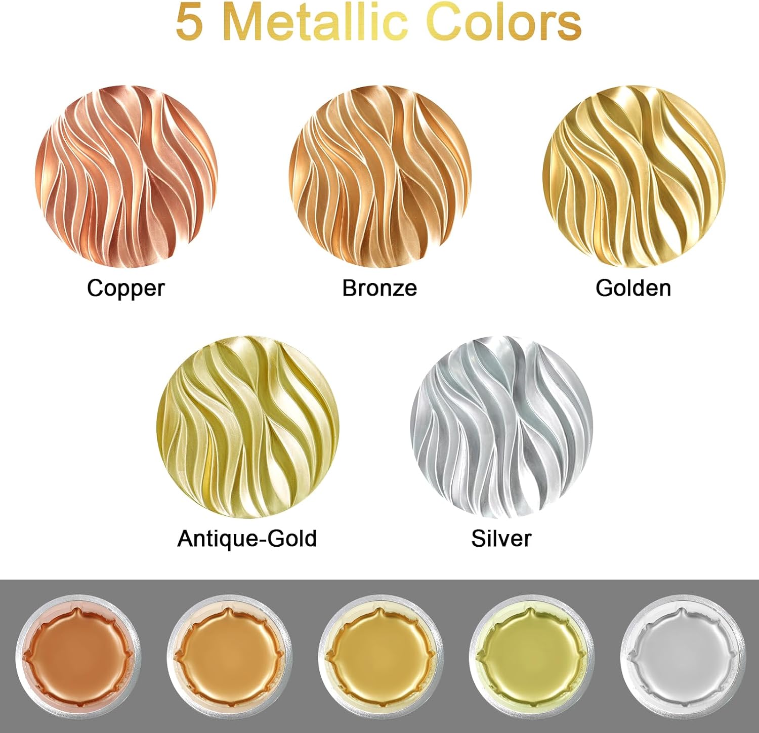 Metallic Pigment Powder, 5 Colors Gold Mica Powder for Resin | 6 X 20ml Metal Powder, Resin Color Pigment, Color