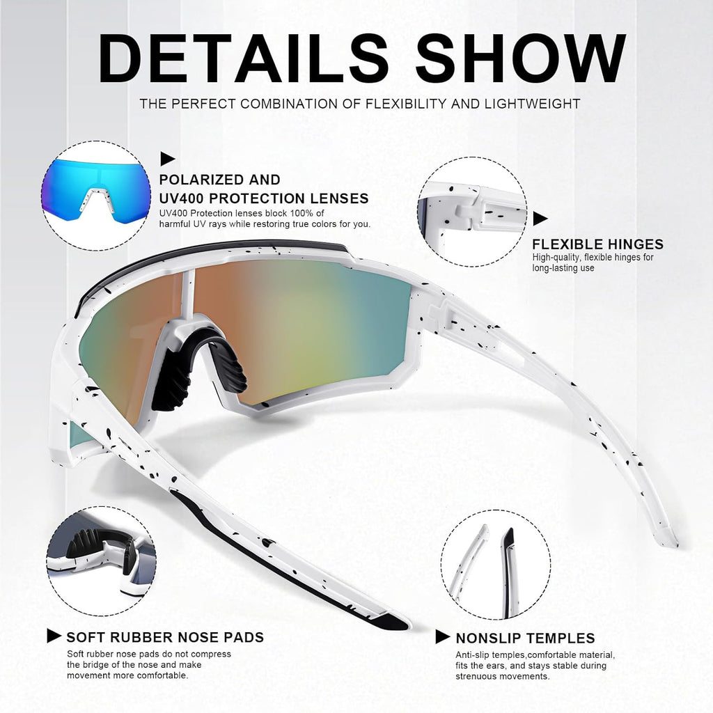 Polarized Sports Sunglasses for Men and Women,Fishing Cycling Mountain Bike Baseball Sunglasses with UV Protection