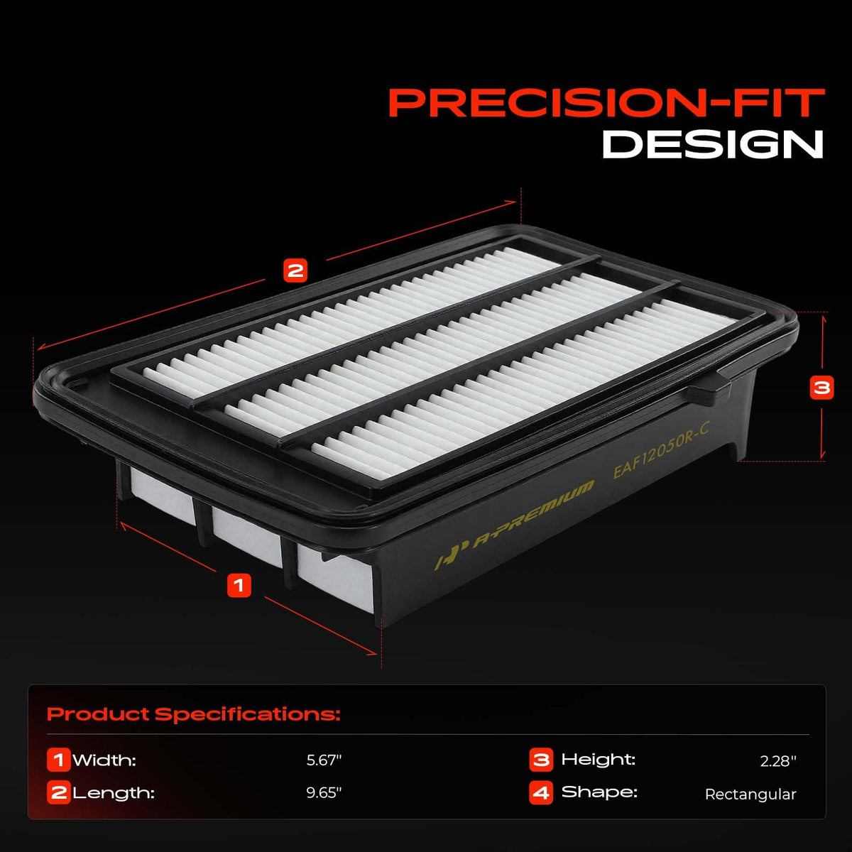 A-Premium 2-PC Engine Air Filter Compatible with Honda Models