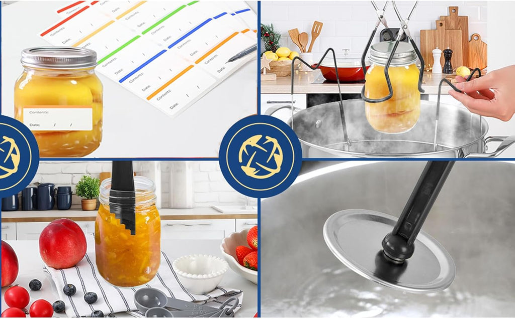 Canning Jar Lifter Tongs with Jar Lid Lifter Magnetic Lid Lifter,Canning Bubble Popper Bubble Remover and Canning