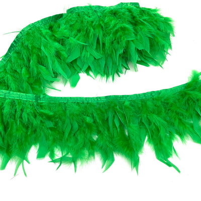 Turkey Feathers Fringe Trim for Party Clothing DIY Sewing Crafts Decoration Pack of 2 Yards (Dark Green)