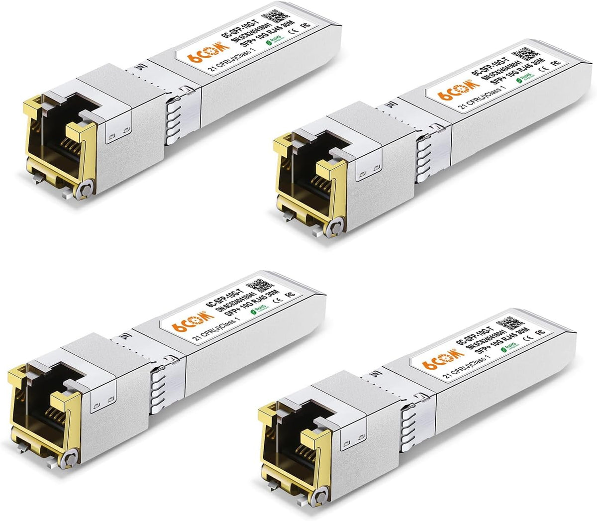 4Pack 10Gb SFP+ to RJ45 Ethernet Transceiver, 10Gbase-T Copper SFP Module