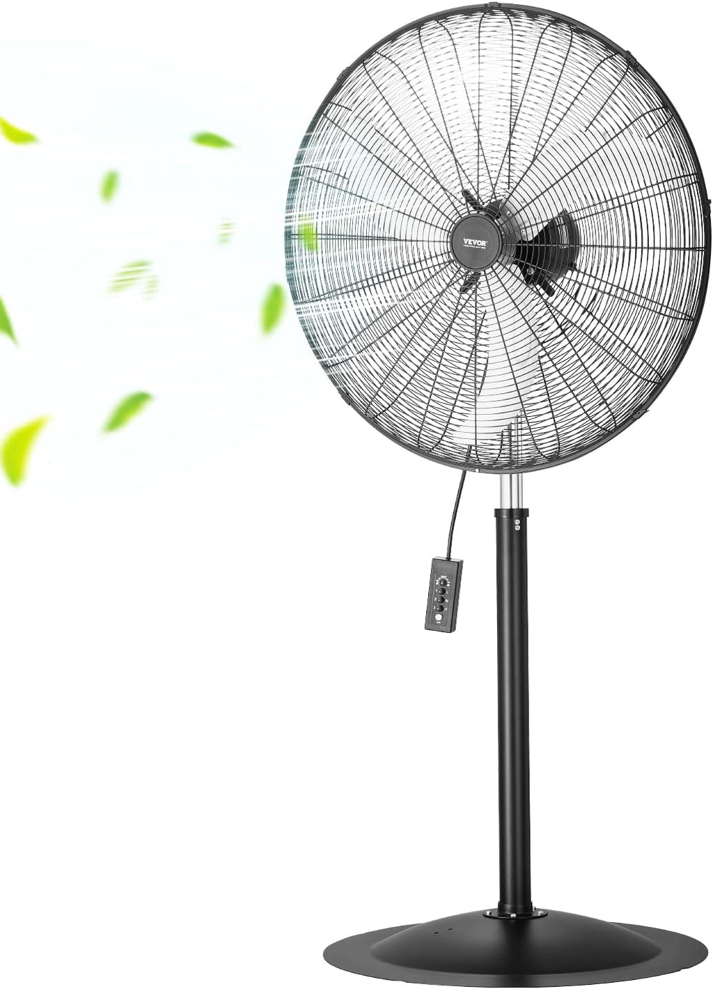 Industrial Pedestal Fan, 30 Inch 85-Degree Oscillating Fan, Height Adjustable Standing Fans with 3 Adjustable Speeds