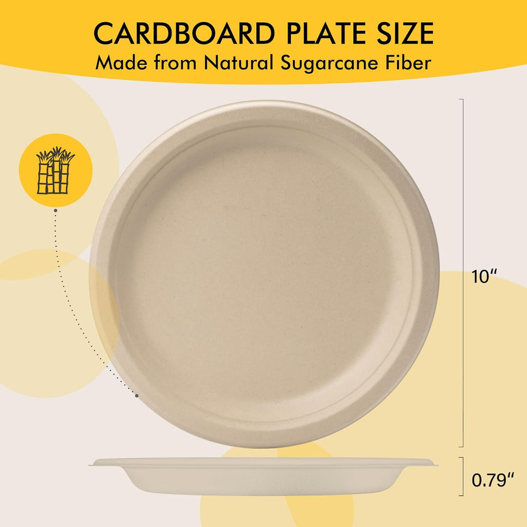 Compostable Paper Plates 10 Inch [150 Pack]