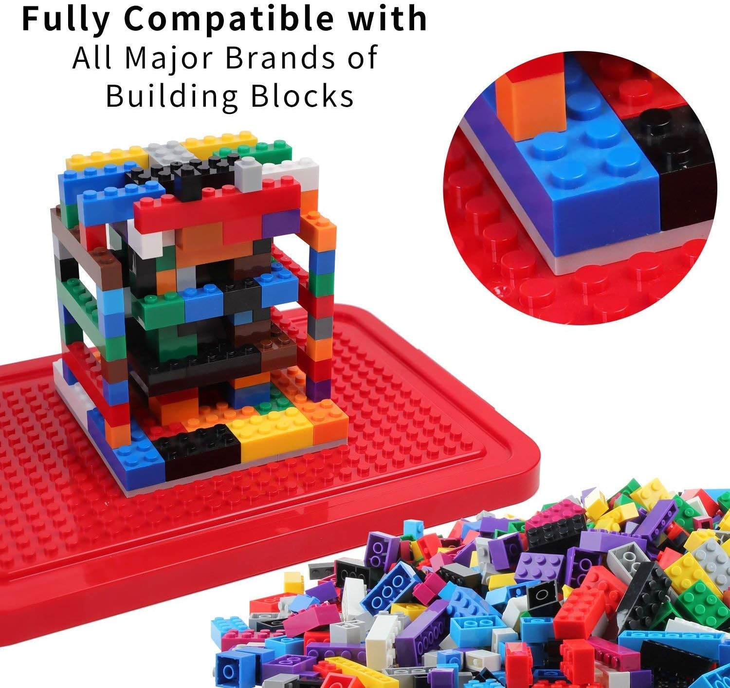 Building Blocks Set with Storage Box and Lid Baseplate: 568 Pieces Classic Bricks Compatible with Major Brands