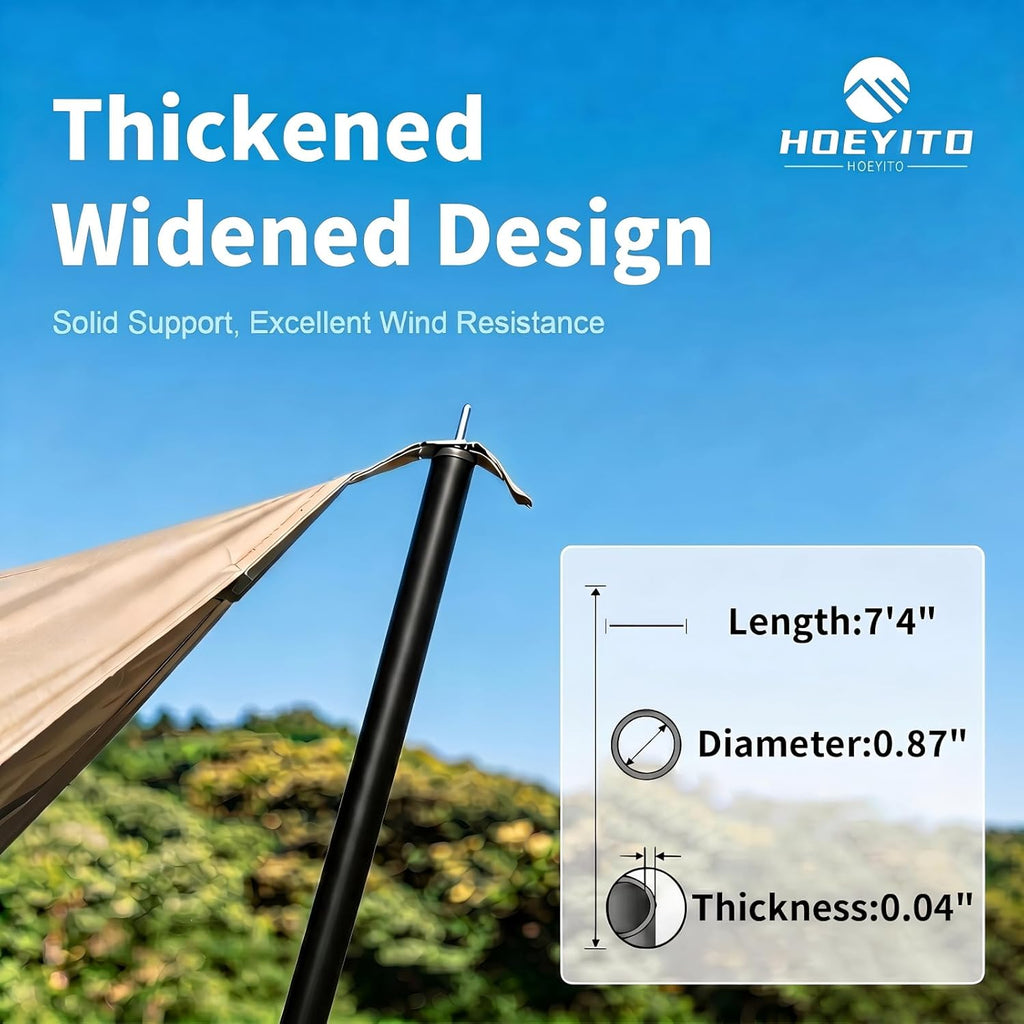 Camping Tarp with Poles & Retainer, 14.5x11FT PU9000mm Waterproof 210D Oxford Cloth Camping Awning, UV Blocking Rate