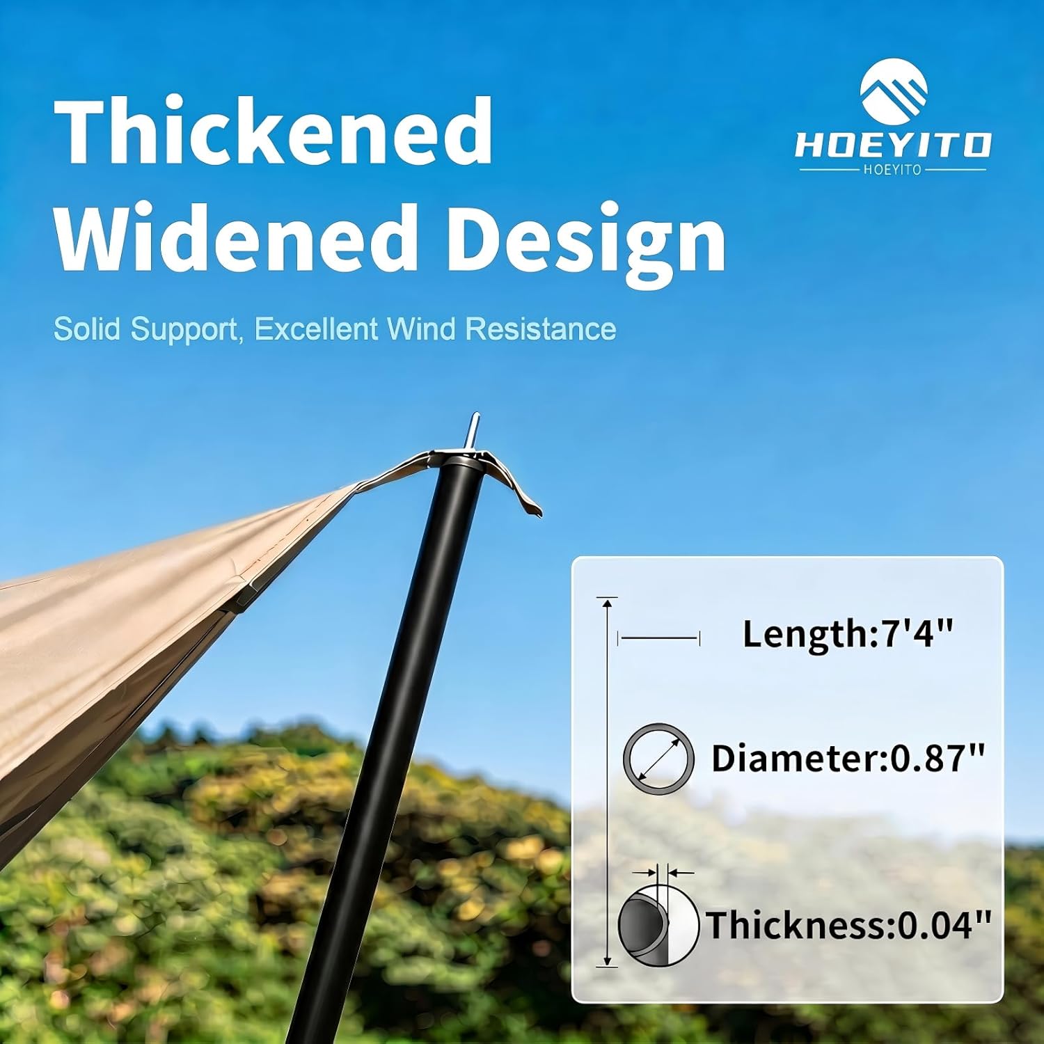 Camping Tarp with Poles & Retainer, 14.5x11FT PU9000mm Waterproof 210D Oxford Cloth Camping Awning, UV Blocking Rate