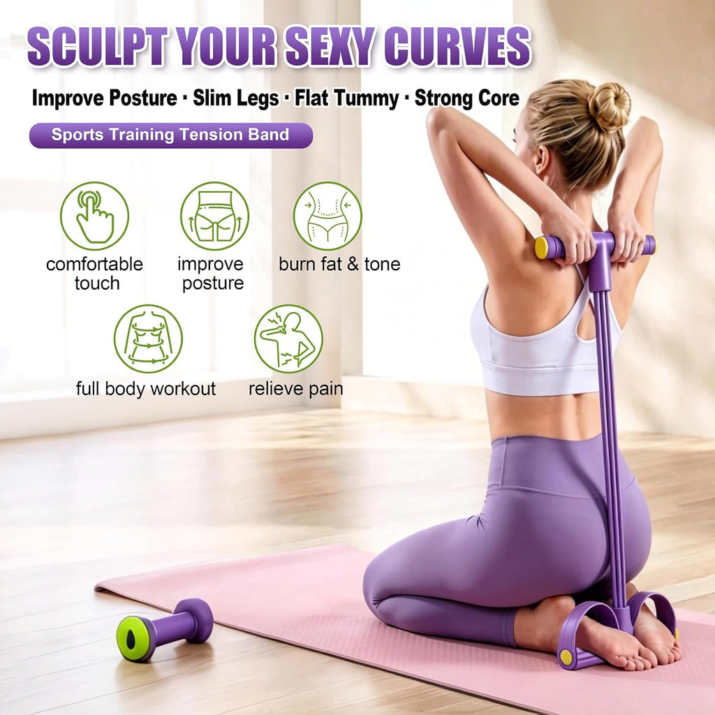 Foot Pedal Resistance Bands with Handles, 6-Tube Multifunction Exercise Bands, Durable Home Gym Fitness Equipment for