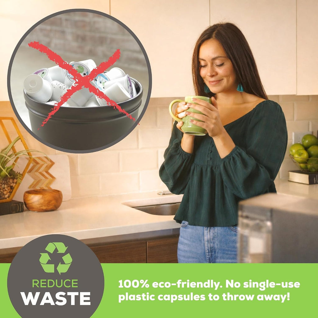 Café Save Reusable K-Cup Coffee Filter Capsules, 4 Pack | Refillable 1-Stream Cups, Built-In Mesh Strainers, 100% BPA