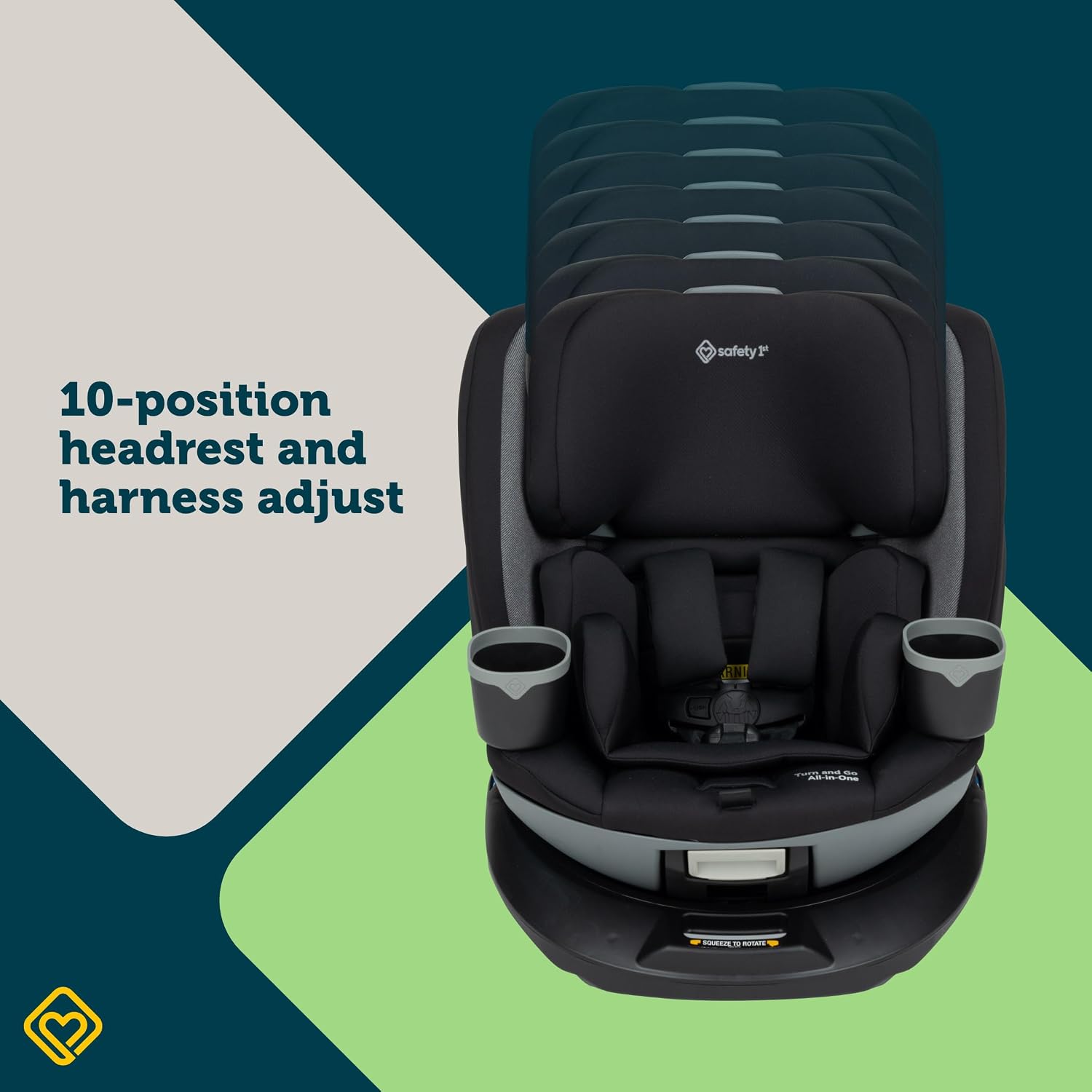 Safety 1ˢᵗ Turn and Go 360° Rotating All-in-One Convertible Car Seat, Black Beauty