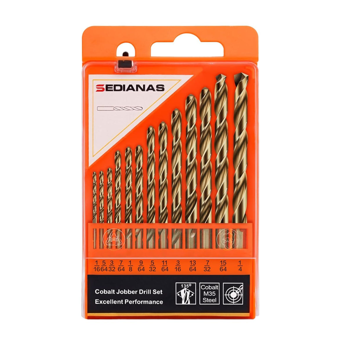 Cobalt Drill Bit Set - 13Pcs M35 HSS Twist Drill Bits Kit 1/16"-1/4"