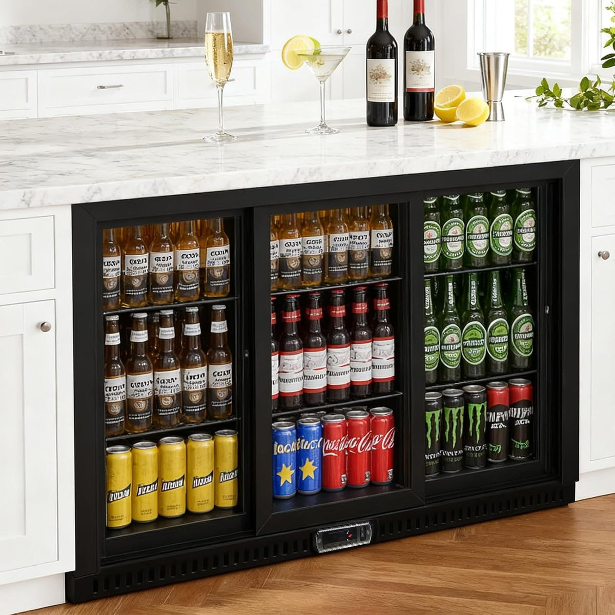 Commercial Beverage Refrigerator with 3 Sliding Glass Doors
