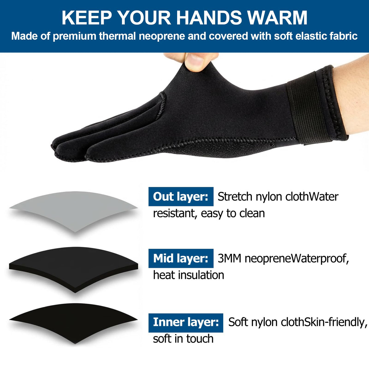 3mm Neoprene Water Gloves and Socks Diving Wetsuit, M