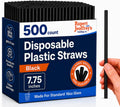 Disposable Plastic Drinking Straws, Straight 7.75-Inch, Black, 500 Count