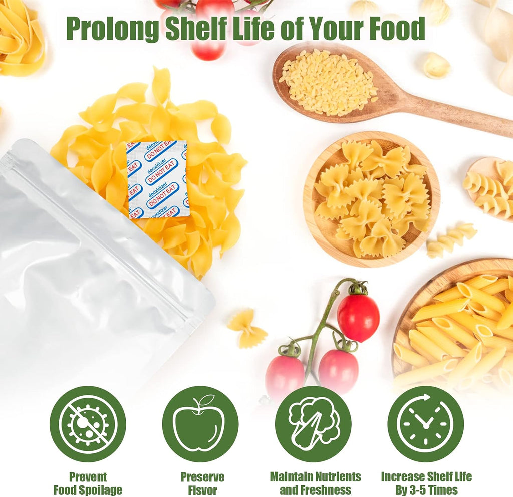 120 Packs 500CC Food Grade Oxygen Absorbers (10 Pack in Individual Vacuum Bag ) , Oxygen Absorbers For Long Term Food