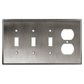 Henne Bery Soft Modern Decorative Wall Plate Switch Plate Outlet Cover (Triple Toggle/Single Duplex, Heirloom Silver)