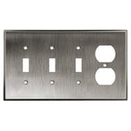 Henne Bery Soft Modern Decorative Wall Plate Switch Plate Outlet Cover (Triple Toggle/Single Duplex, Heirloom Silver)
