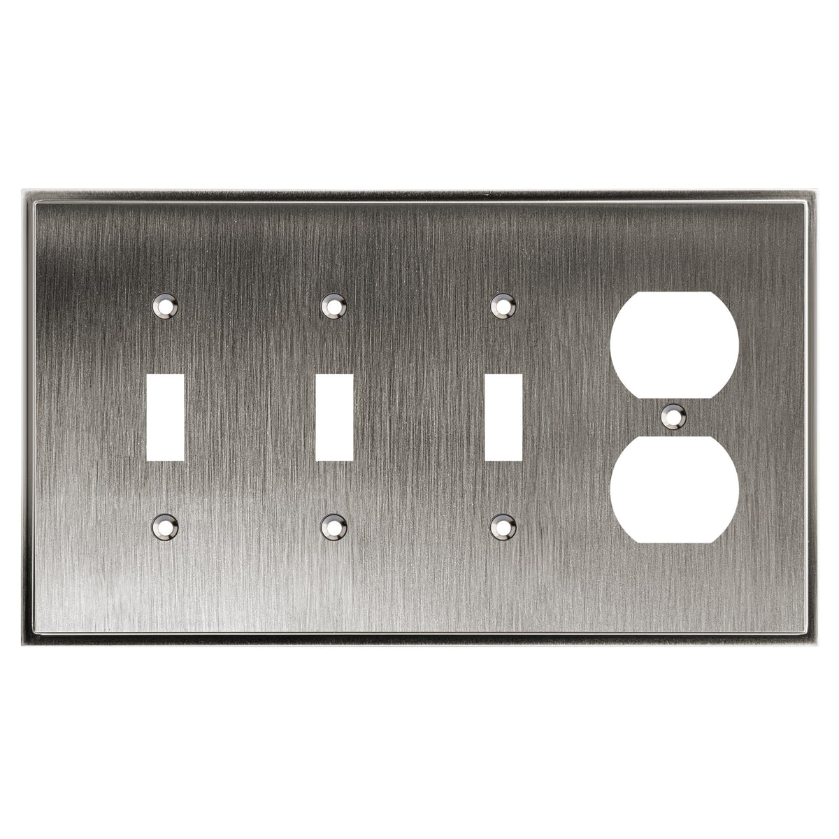 Henne Bery Soft Modern Decorative Wall Plate Switch Plate Outlet Cover (Triple Toggle/Single Duplex, Heirloom Silver)