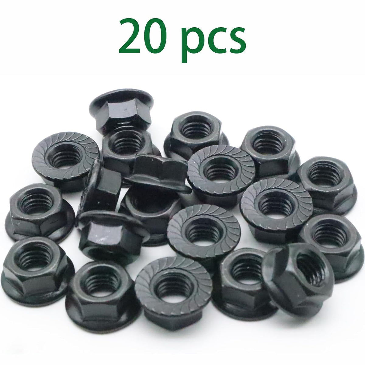 20Pcs M8 x 1.25mm Flange Nut, Carbon Steel Thread Hardware Nuts Serrated Flange Lock Nuts Metric Hex Flange Nuts Bright Finish (Black)