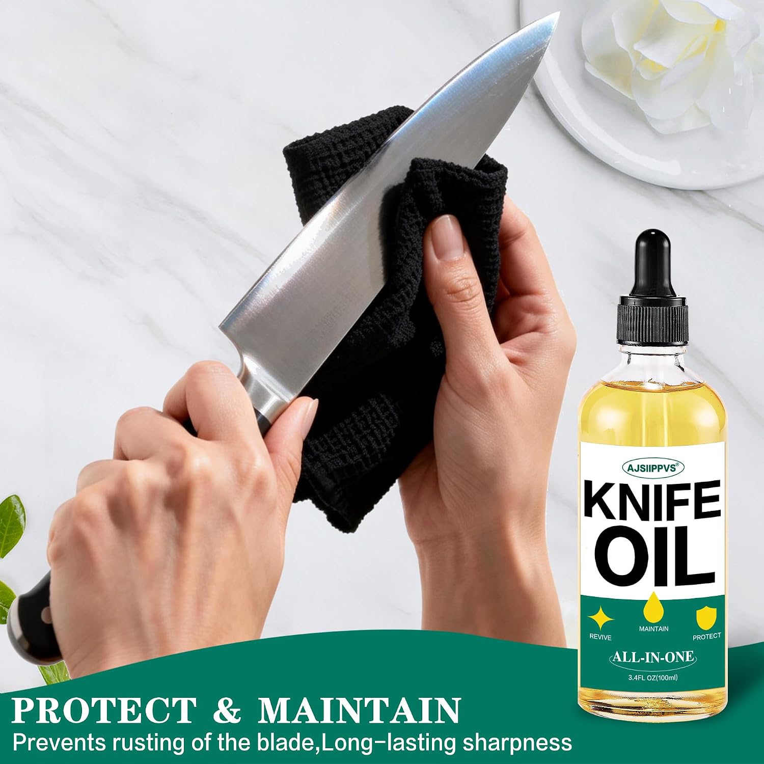 Knife Blade Oil Rust Eraser Kit,6 PCS Include Knife Sharpener,Refillable Spray Bottle for Preventing Rust,Maintenance