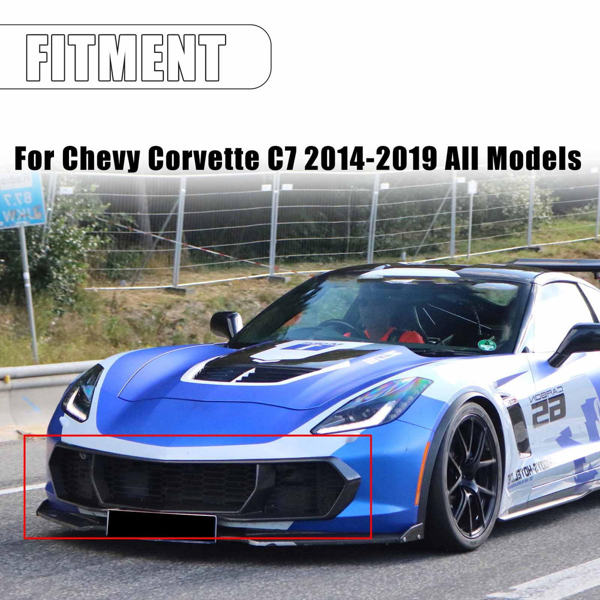 Replacement Front Bumper Mesh Grille for Chevy Corvette C7 2014-2019