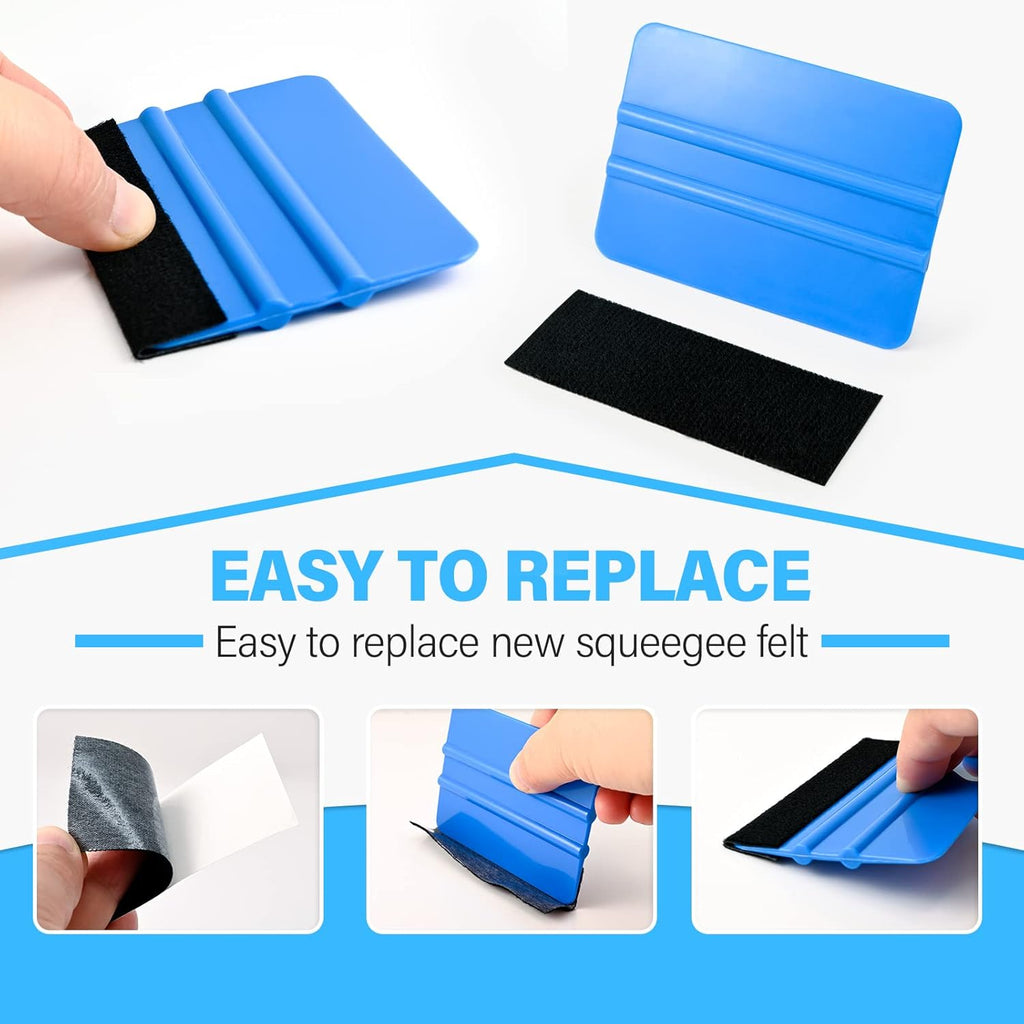 20 Pack Vinyl Squeegee with 20PCS Felt Fabric for Tint Film Decal Squeegee Application Tool Vinyl Wrap Installation