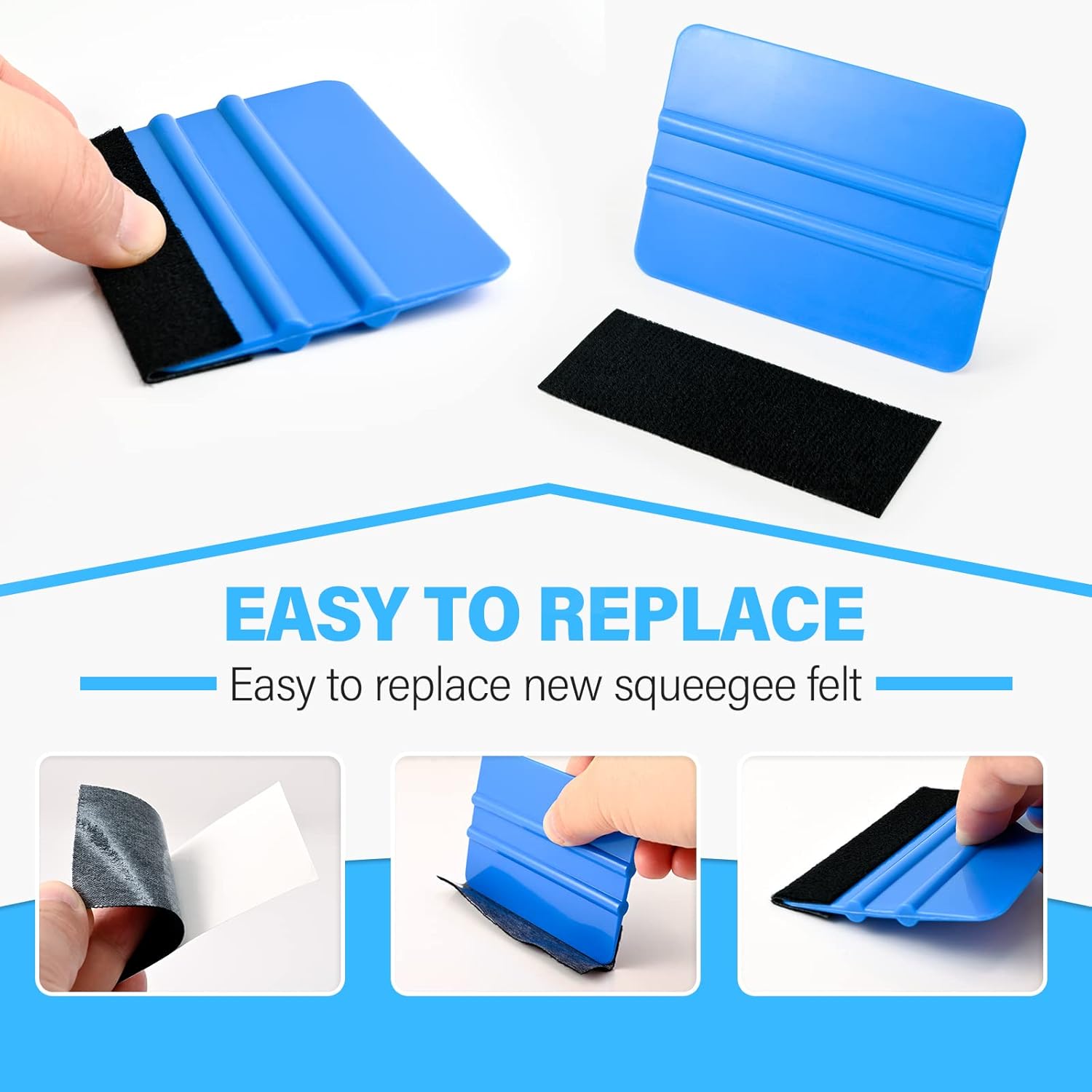 20 Pack Vinyl Squeegee with 20PCS Felt Fabric for Tint Film Decal Squeegee Application Tool Vinyl Wrap Installation