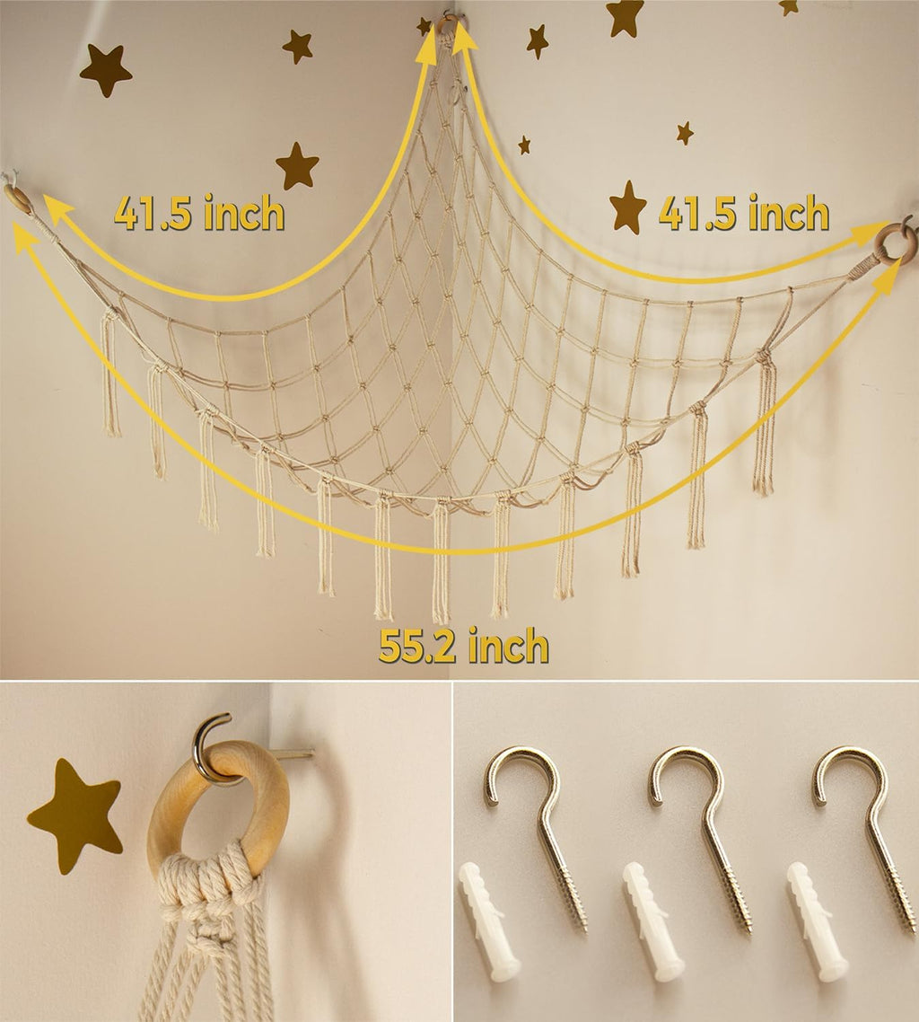 Stuffed Animal Storage Hammock or Net Corner - Large Toy Hammock Net for Stuffed Animals Room Decor - Cute Stuff