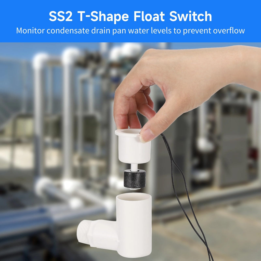 6 Pcs SS2 L-Shape AC Float Switches, 3/4 in Adapter, 6 ft Wire for HVAC