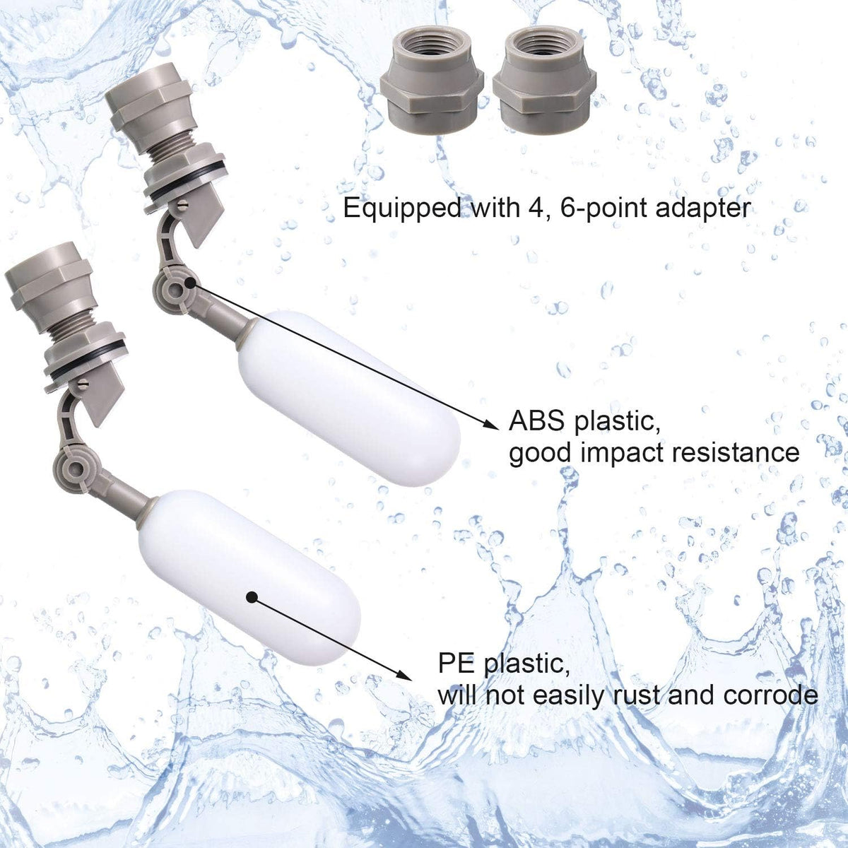 Mudder 4 Pack 1/2 Inch Mini Float Ball Valve with Adjustable Arm