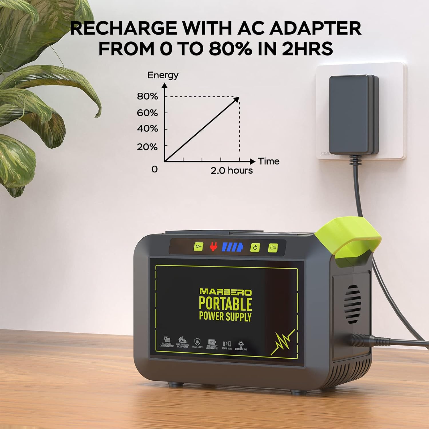 Portable Power Station 88Wh Camping Lithium Battery Solar Generator Fast Charging with AC Outlet 120W Peak Power