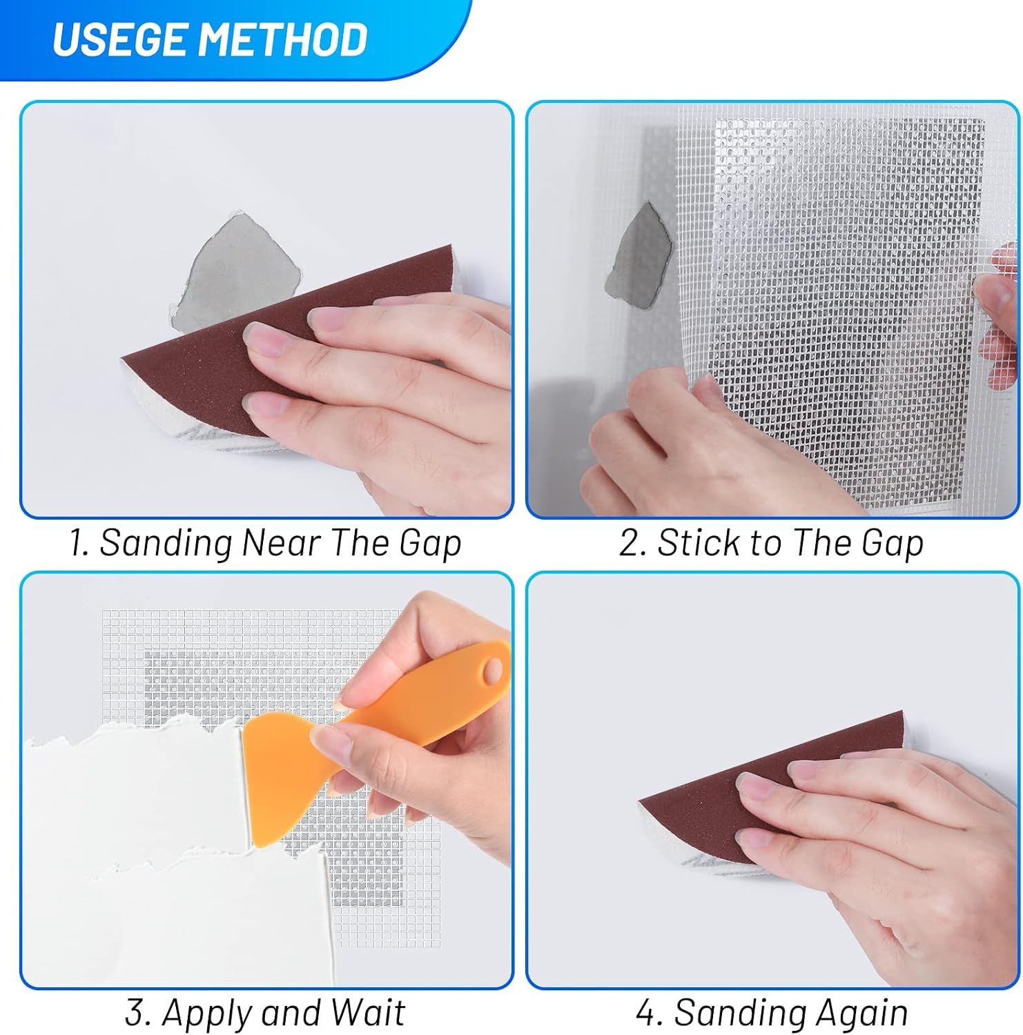 Ranekie 14 Pack Drywall Repairs Patch, 4/6/8 Inch Drywall Repair Kit with Extended Self-Adhesive Mesh,Large Hole