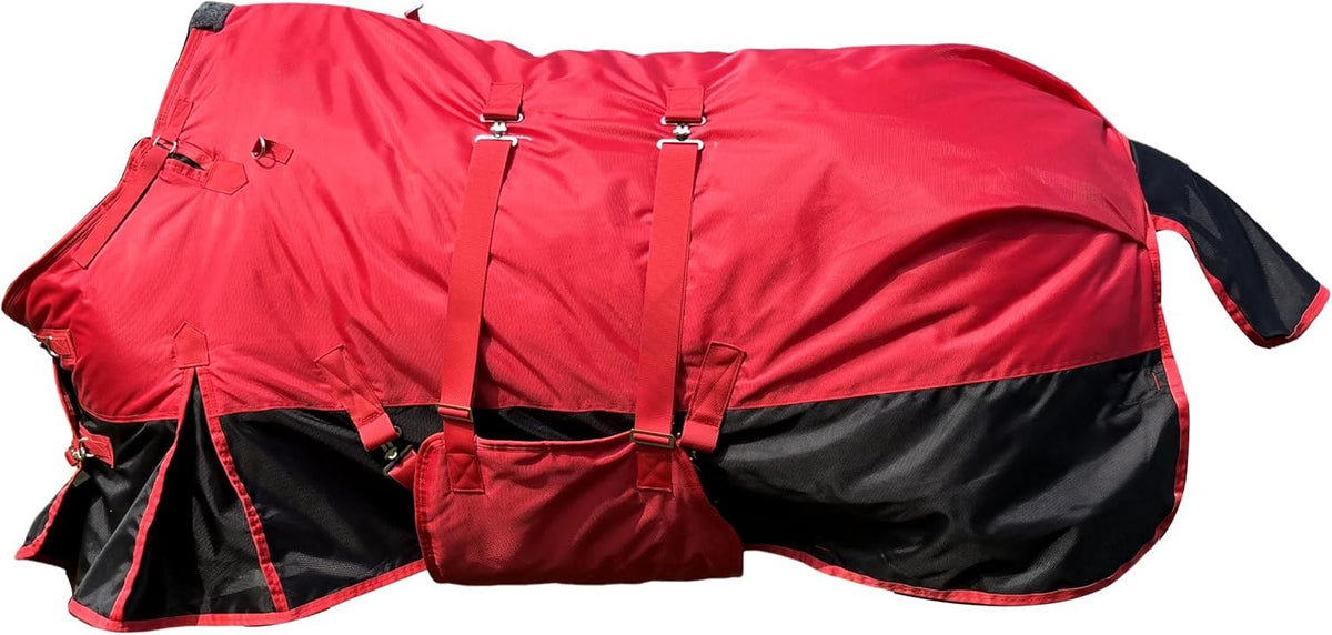 Winter Horse Blanket 1200D, Turnout Blanket Rug with Belly Wrap Horse Coat Equine Blanket Medium Weight with 220G