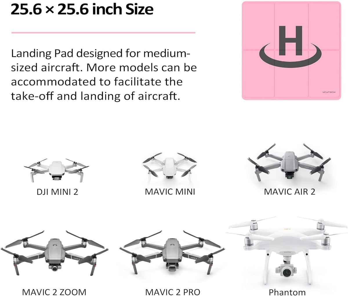 Drone Landing Pad - Weighted 25 inch(65cm) for DJI Mini 3 Pro, Mavic 3, Mavic Air 2/2S, DJI Mini 2, FPV Drone, Avata