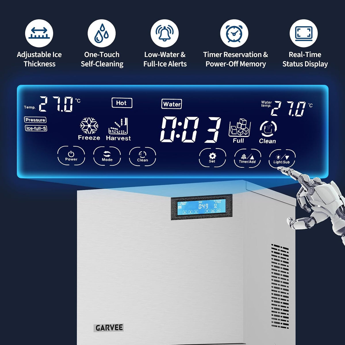 Commercial Ice Maker Machine, 400 Lbs/24H with 250 LBS Ice Bin Storage