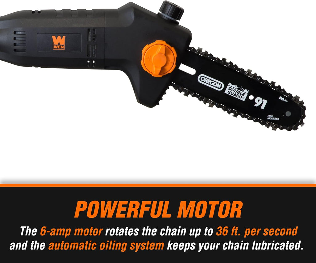 4019 6-Amp 8-Inch Electric Telescoping Pole Saw, Corded electric - Black&orange