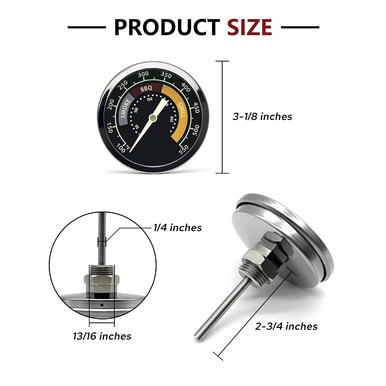 Accurate Grill Thermometer for Oklahoma Joe’s Smoker, 3695528R06 for Longhorn/Highland, Glowing Temperature Gauge for
