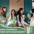 24 Pcs Sage Green Plastic Cups with Lids and Straws 24 oz