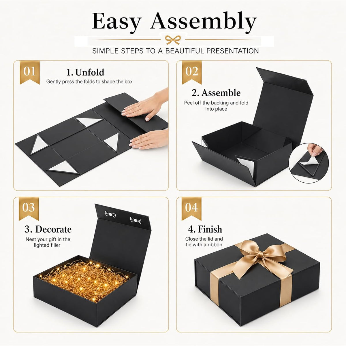 Black Gift Box, 9.5x6x3'' Gift boxes for Presents with Lids