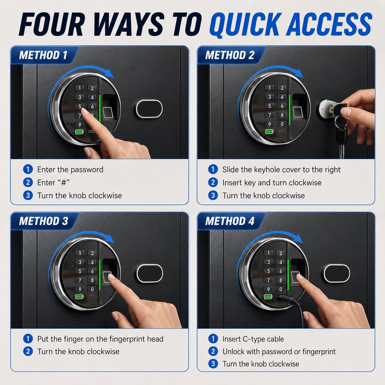 20LB Biometric Safe with Fingerprint Lock, 3-8 Digit PIN | 0.80 cu.ft. Safe with Silent Mode & LED & Backlit Keypad