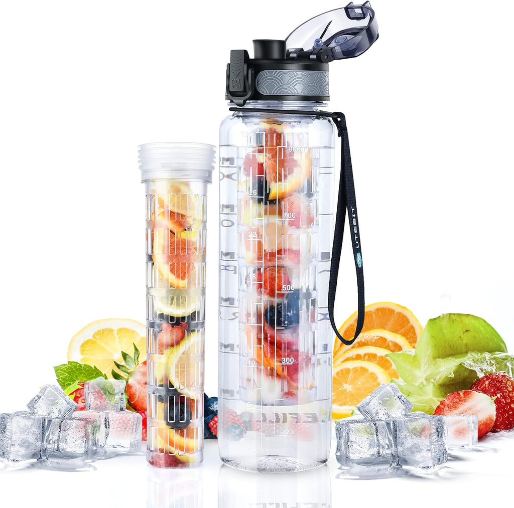 32 OZ Fruit Infuser Water Bottle, Clear | Time Maker