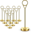 16 Pcs Gold Table Number Holders, 6-Inch Stable Place Card Holders with Non-Slip Base, Metal Photo Stands for Wedding