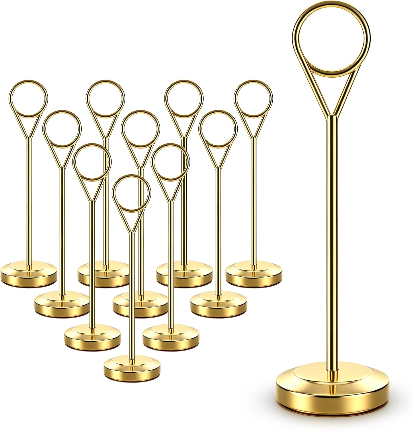 16 Pcs Gold Table Number Holders, 6-Inch Stable Place Card Holders with Non-Slip Base, Metal Photo Stands for Wedding
