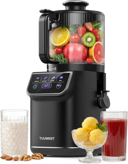 3-in-1 Cold Press Juicer Machine, Smart Touch Masticating Juicers for Whole Fruit & Vegetable, 6.5" Wide Chute Slow