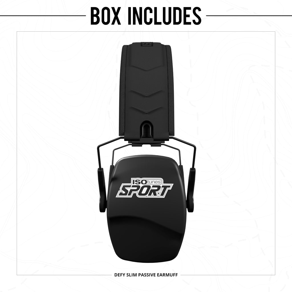Defy Slim Passive Earmuffs, Ear Protection for Shooting (Black)
