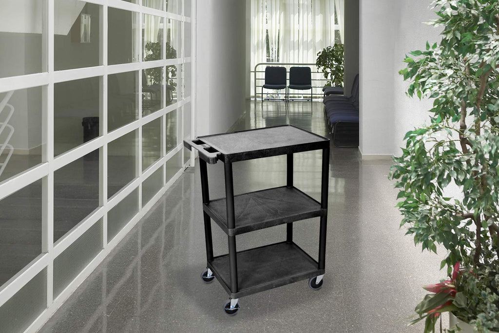 STC222-B 3-Shelf Utility Cart, Black